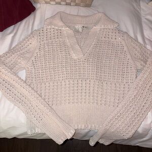 Cream knit collared sweater
